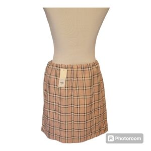 NWT! Mi Ami Women's Lined Pink Plaid Mini Skirt with Pockets - L